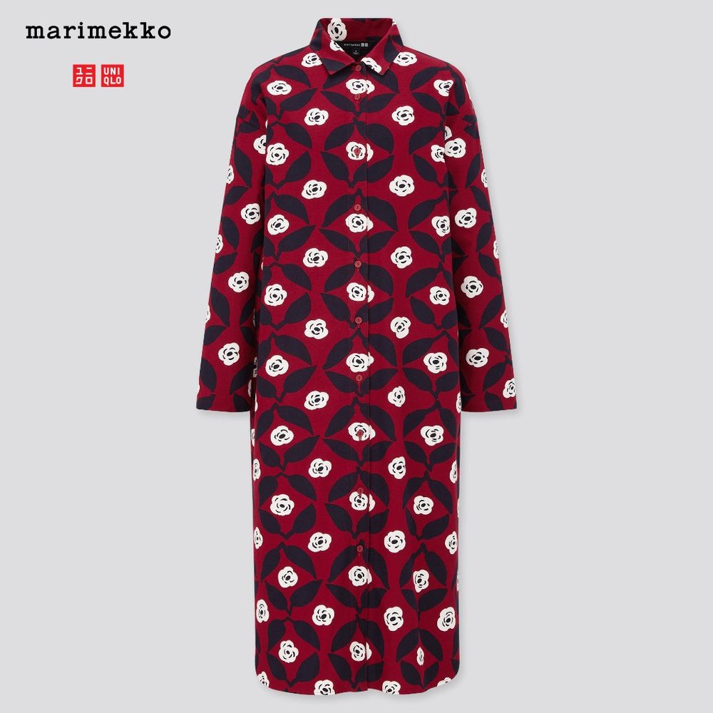 Uniqlo MARIMEKKO LONG-SLEEVE FLANNEL DRESS XS